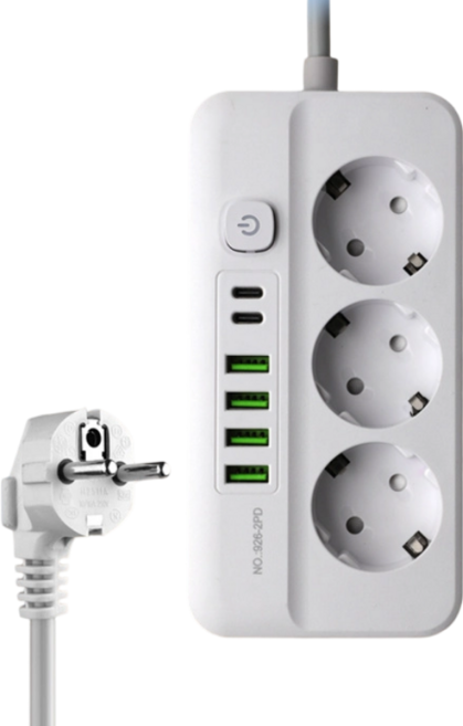 2PD+4USB멀티탭 콘센트 과부하 차단 절전 멀티탭 고용량, 1개, 흰색-3구, 2m