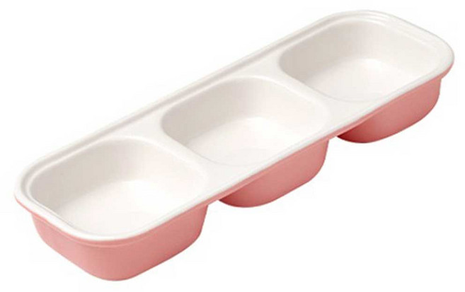 에디슨 도자기 3구 플레이트 이유식 식기 접시 (흡착식판별매) 색상 택1 어린이집 유치원 밥그릇볼, 3구 핑크 EC2490, 1개