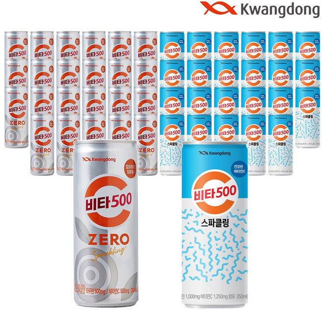 비타500 스파클링 + 제로 zero 스파클링, 48개, 250ml