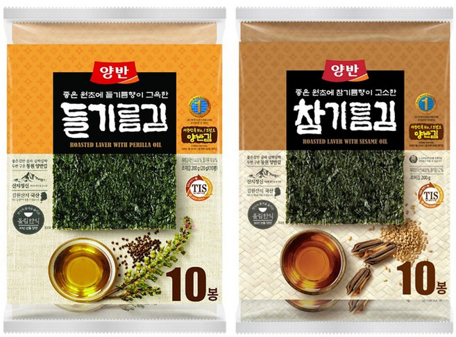 동원 양반김 20g 들기름 참기름 각 10봉 씩 총 400g, 들기름10봉 + 참기름10봉, 20개