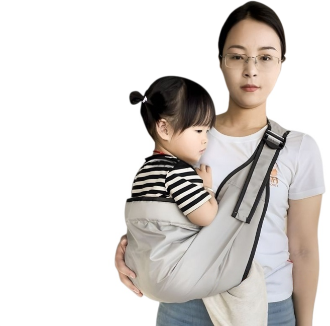 嬰兒背帶 嬰兒背巾 斜挎背帶, 改良版（灰）四季布款
