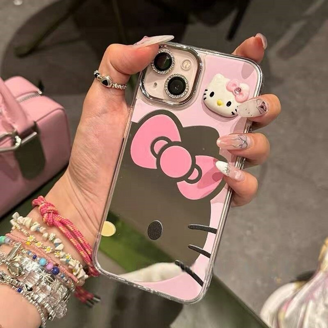 TYREUS 러블리 미러 키티 케이스 아이폰15/16/17 호환 케이스