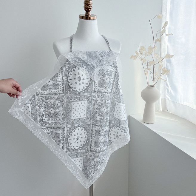 여성손수건 에티켓 앞치마 무릎덮개 나혼산 범준 면 페이즐리 반다나 큰 빅 대형 선물 국내제작