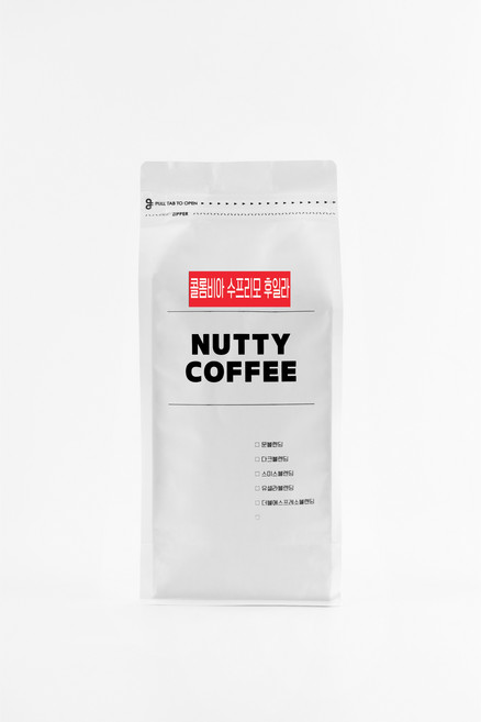NUTTY COFFEE 원두커피 1kg 콜롬비아 후일라 수프리모 원두커피 홀빈(분쇄안함), 1개