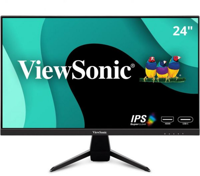 뷰소닉 VX2767U-2K 27인치 1440p IPS 모니터 (65W USB C HDR10 콘텐츠 지원 초슬림 베젤 아이케어 HDMI 및 DP 입력 블랙), 24-Inch FHD