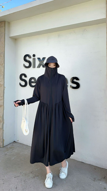 防曬衣女款新款加大碼防紫外線長款全身防曬服冰絲透氣防曬外套薄, 6XL(建議體重210-240斤)
