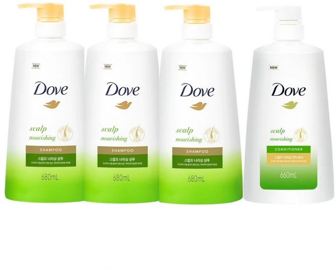 도브 스킬프 너리싱 샴푸 680ml x3개 컨디셔너 660ml x1개, 단품 - 쿠팡