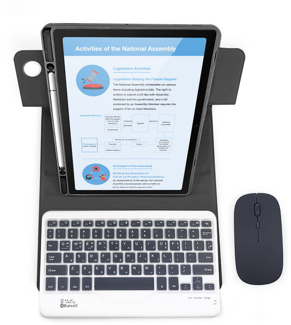 갤럭시탭A9 플러스 11 호환 콤비회전 S펜수납 블루투스 케이스 키보드 마우스 패키지, 블랙, 1개