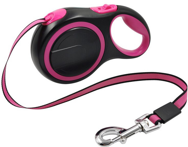 대형 개를위한 8M 가죽 끈 개폐식 긴 액세서리 애완 동물 리드 자동 체인 하네스 확장 큰 걷기 달리기 밧줄, 분홍색, 1개