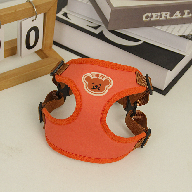 펫톨 반려동물 하네스 + 리드줄 목줄 세트, 오렌지, 1개