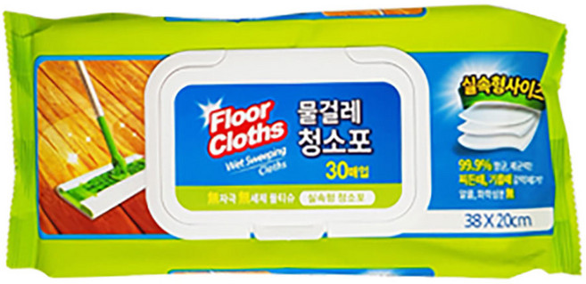 홈인더스트리 물걸레청소포 실속형 대형 30매, 2개