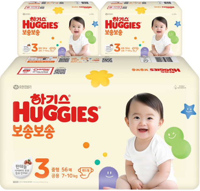 2022 보송보송밴드 3단계 공용56매X3팩, 중형(M), 단품