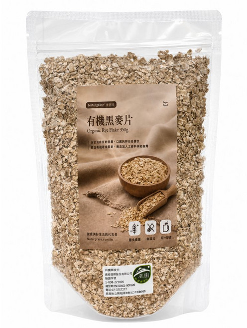 Naturgrace 樂而泉 有機黑麥片 無添加 即沖即食, 350g, 1個