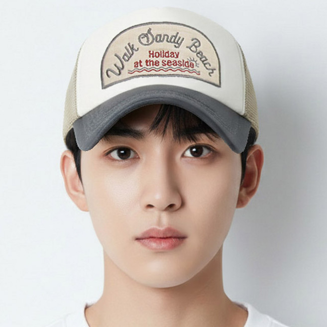 베이직엠 남성 여성 여름 망사 야구모자 매쉬캡 Walk Beach