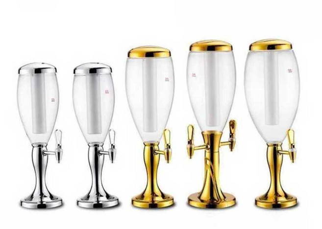 맥주 디스펜서 생맥주 쏘맥 LED 타워 가정용 술 기계, 10. 2L 골드 조명 고드름, 1개