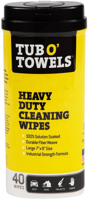 텁 오 타월 헤비 듀티 다목적 청소 물티슈 17.8cm x Tub O' Towels Heavy-Duty Multi-Surface Cleaning Wipes 7" x 8" 40, 1개