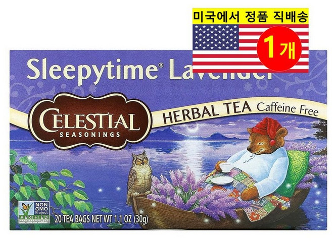 Celestial Seasonings 건강 수면 관리 슬리피타임 오가닉 라벤더 허브 티 무카페인 20개입 30g 1개