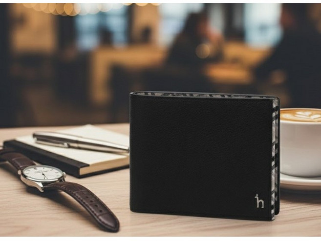헤지스 체크라인 남성 소가죽 반지갑 (선물포장)