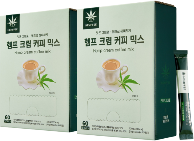 [탕비실필수템] 속편한 믹스커피 HEMFFEE 햄피믹스커피 60T, 2박스, 60개입, 12g