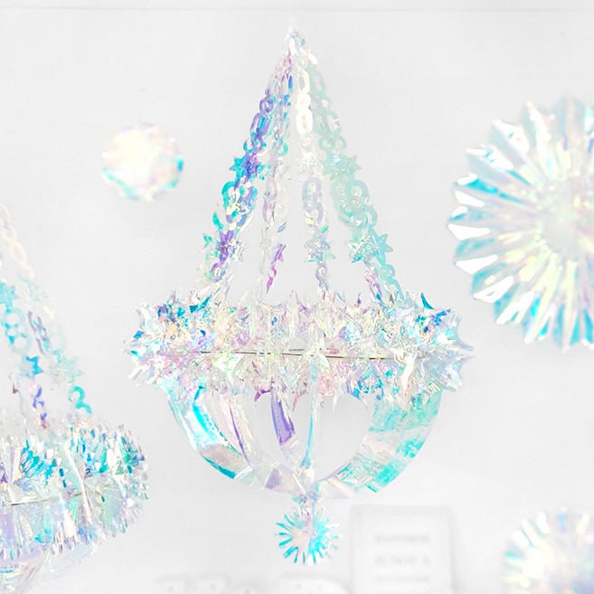 파티팡 홀로그램 행잉데코, 샹들리에 글램 40cm 1개
