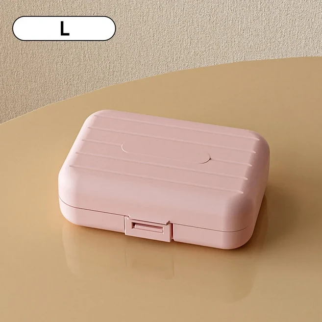7칸 휴대용 미니 약통 이중 밀봉 약 보관 케이스 주간 약통 잠금 가능 약 정리함, 05 Pink-L