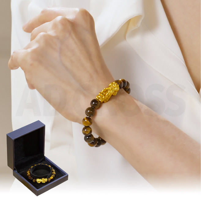 [인포벨]TV홈쇼핑정품 애드크로스 남성 여성 선유화 호안석 황금 비휴 팔찌 부모님 어르신 행운 신년 복 팔찌, 1세트, 혼합색상