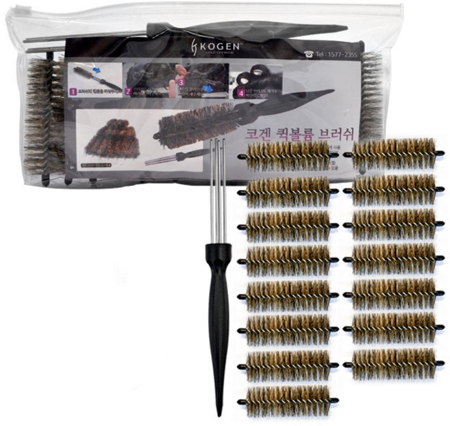 코겐 국내 생산 퀵볼륨 브러쉬 핸들1EA + 돈모 브러쉬 15EA, 1개