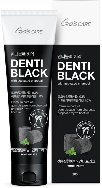 (약국전용) 힙스 덴티블랙치약 200g 고스케어, 1개