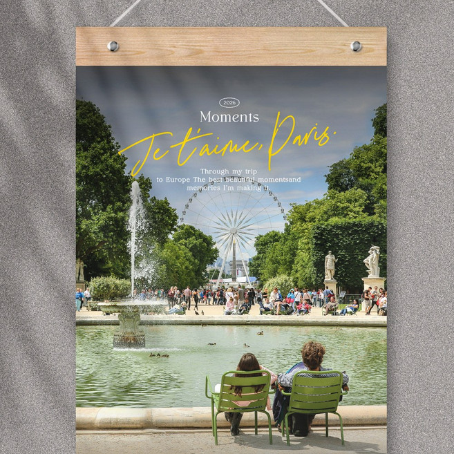 퍼니즈 2026년 빅사이즈 벽걸이 달력 + 우드바 세트, 유럽모먼트, 1개