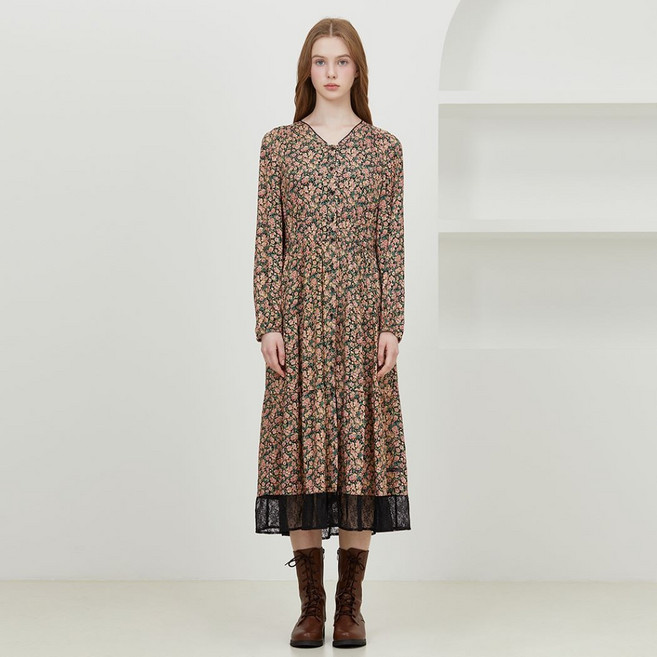 [백화점 정품] 써스데이아일랜드 레이스 믹스 패턴 풀오픈 원피스 T252MOP140W