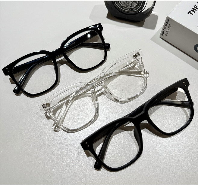 블루라이트 차단 안경 남자 빅사이즈 대두 사각 뿔테 가벼운 패션 데일리 투명 블랙