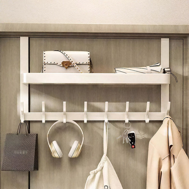 슈퍼인 벽걸이 행거 도어행거 문에거는옷걸이, 1개, 화이트 이중-8 훅