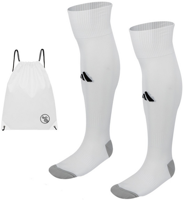 아디다스 쿠션과 통기성을 갖춘 싸커스타킹 화이트+PGN짐쌕, WHE, 1개
