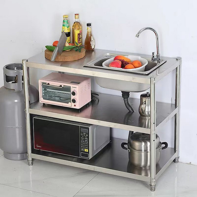 간이 싱크대 개수대 업소용 씽크대 주방 선반 업소용 작업대 스텐싱크대 세면대, 1세트