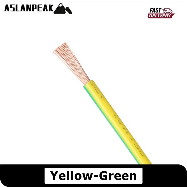 RV-노랑-녹색 22-10AWG 1-100m PVC 구리선 전선 접지선 전기 연장 코드 10 12 14 16 18 19 20 22 awg, 02 19 AWG, 01 RV-Y in G, 04 100m