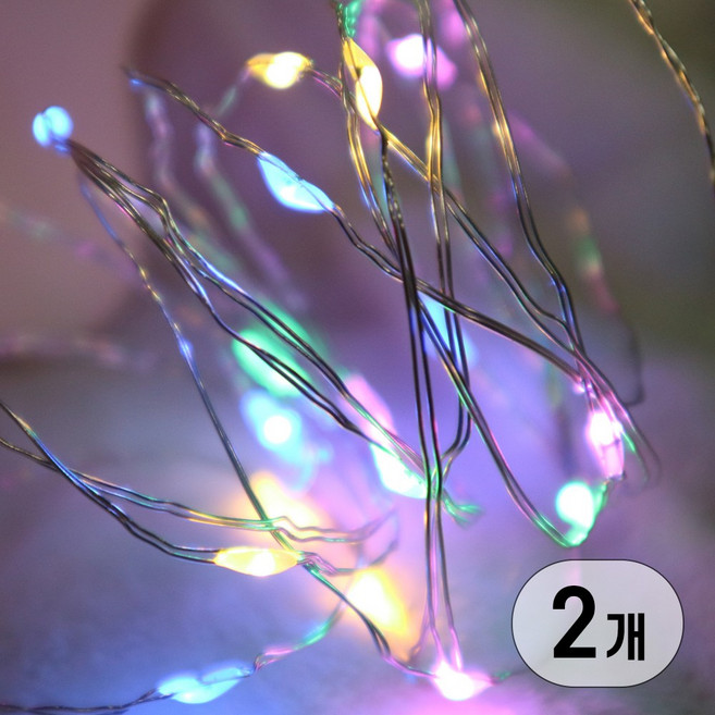 LED 무선 휴대용 인테리어 줄 조명 리튬전지 와이어전구, 2개, 칼라