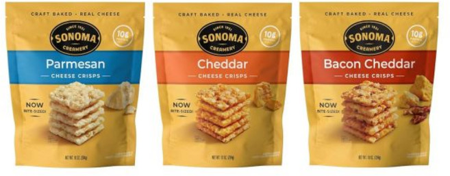 베지터블 비건 과자 스낵 Sonoma Creamery 소노마 크리머리 치즈 크리스프 체다 짭짤한 간식 크래커 고단백 저탄수화물 글루텐 프리 밀가루 없음, 체다/ 베이컨 체다/ & 파르메산, 10 온스 (3개 팩)