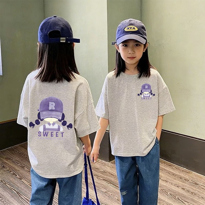 월드소년 초등생 여아 순면 반팔티셔츠