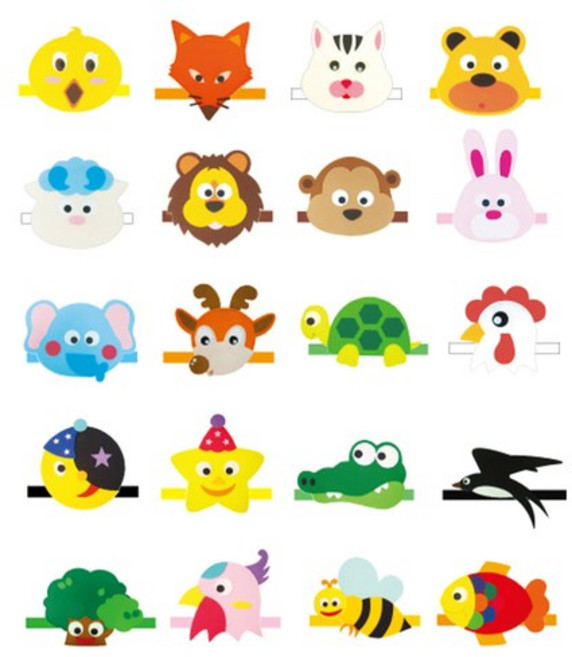 청양토이 동물 머리띠 B세트 동물 역할놀이 20종세트 어린이집 유치원 초등학교, 동물 머리띠 B세트 20종세트, 20종1세트