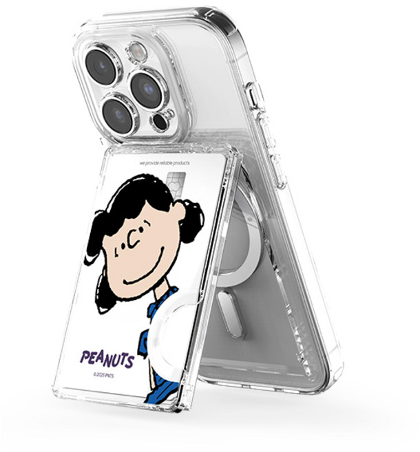 스누피 투명 마그네틱 멀티 스탠드 카드지갑 (맥세이프 호환), 1개, 헬로 프렌즈_루시