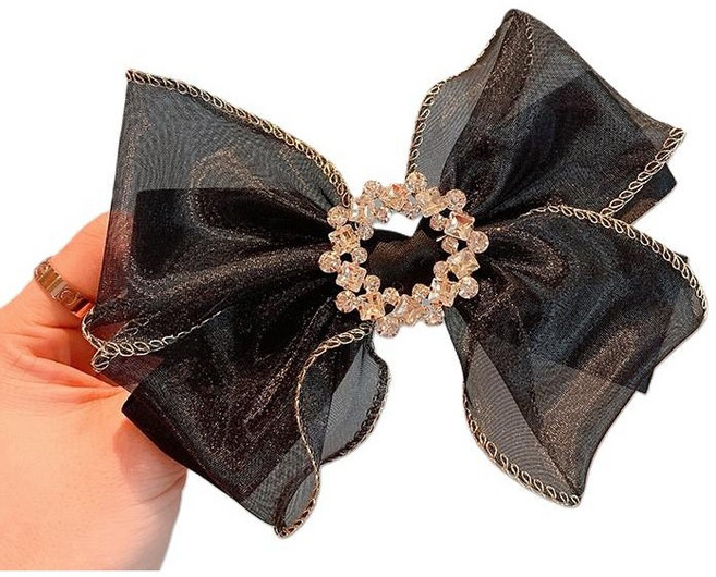 보로드 큐빅 리본 머리핀