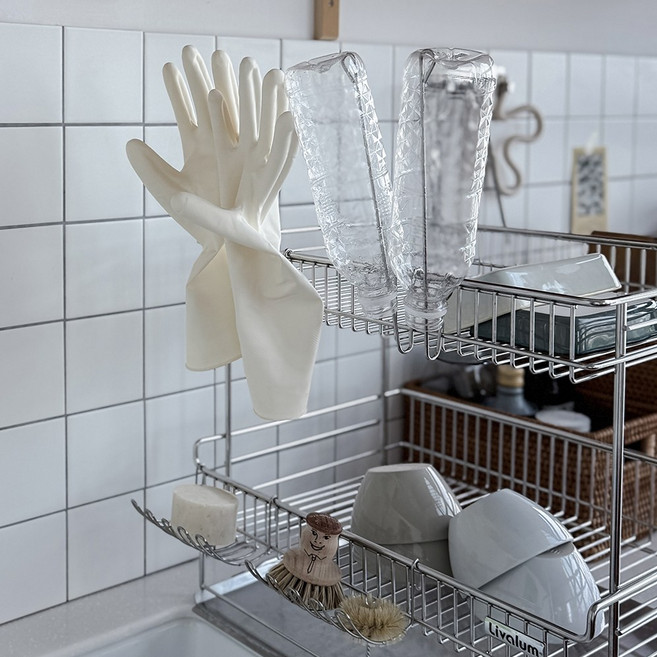 생활탐구 주방 싱크 걸이형 고무장갑 걸이 우유팩 물병 텀블러 건조 홀더 클립 거치대, 1개, 스텐