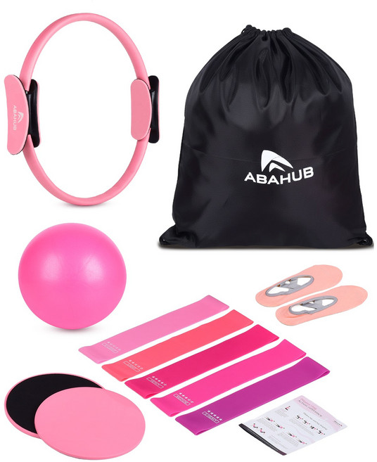 ABAHUB 필라테스 홈트 풀패키지 전신 운동 코어 다이어트 여성 바디라인 관리 세트, 1개, 분홍색