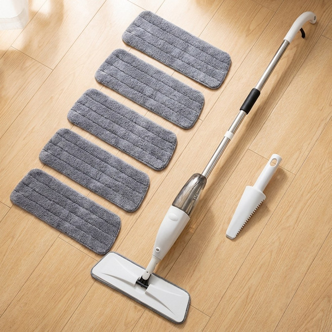 간편세척 스프레이 밀대걸레 + 극세사 패드 5p, 1개