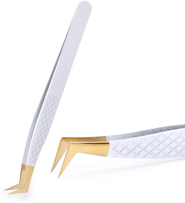 핀셋속눈썹 연장을위한 1Pc 화이트 골드 정전기 방지 핀셋 스테인레스 스틸 세트 미용 정밀 메이크업 도구, 04 5, 1개