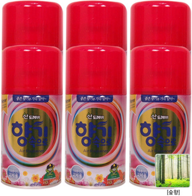 산도깨비 향기속으로 리필용 방향제 숲향, 290ml, 6개