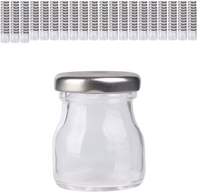 가인글로벌 원형쨈50 유리병 러그캡 실버, 224개, 47ml