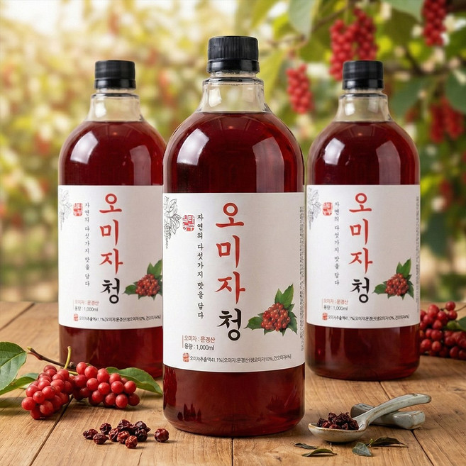 일타농부 오미자청 1000ml 국내산 문경 오미자원액, 3개, 1개입, 1kg
