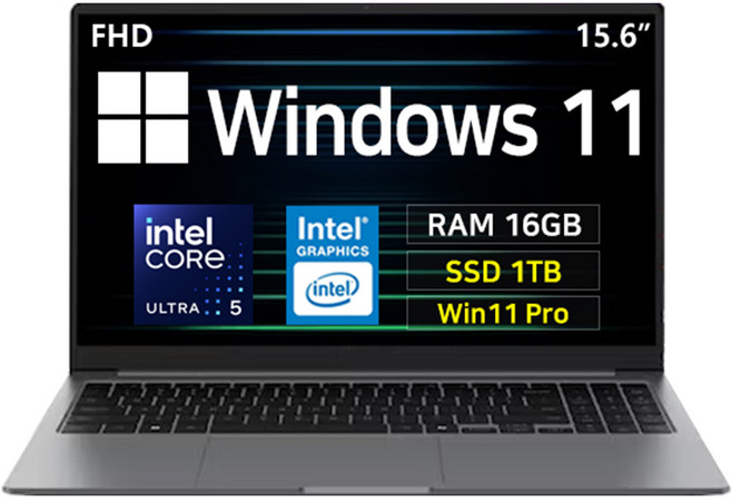 삼성 갤럭시북5 15.6 Intel 울트라5 사무용 대학생 인강용 가성비 AI 노트북 (NE), 그레이, 750XHW-A51AG (NE), 1TB, 16GB, WIN11 Pro