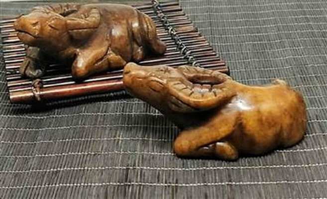 牛雕飾品 宗教擺件, 古玩玉器收藏黃牛擺件, 1個